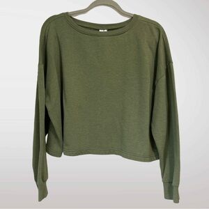 Zella Olive Green Cropped Sweatshirt